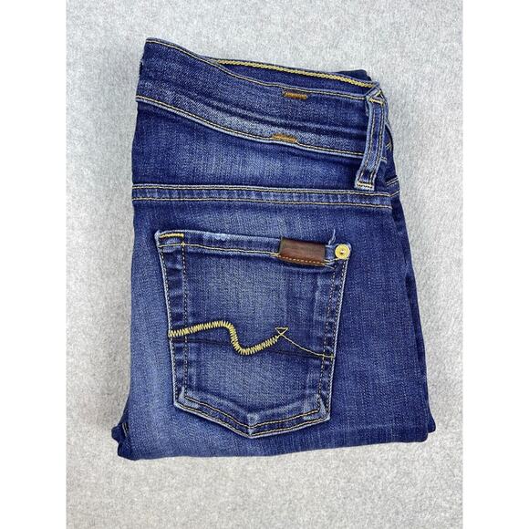 7 For All Mankind Denim - 7 For All Mankind Roxanne Skinny Medium Wash Blue Jeans Stretch Denim Sz 26 7FAM